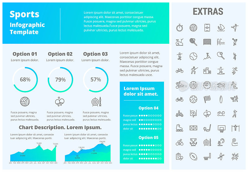 Sports infographic template, elements and icons